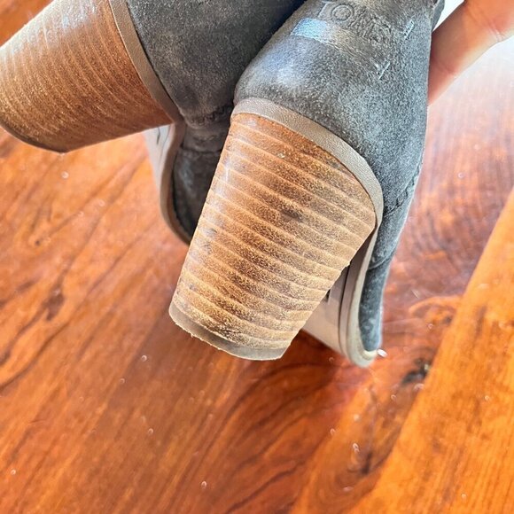 TOMS Women's Black Suede‎ Floral Open-Toe Booties Size 7.5 - Picture 6 of 9